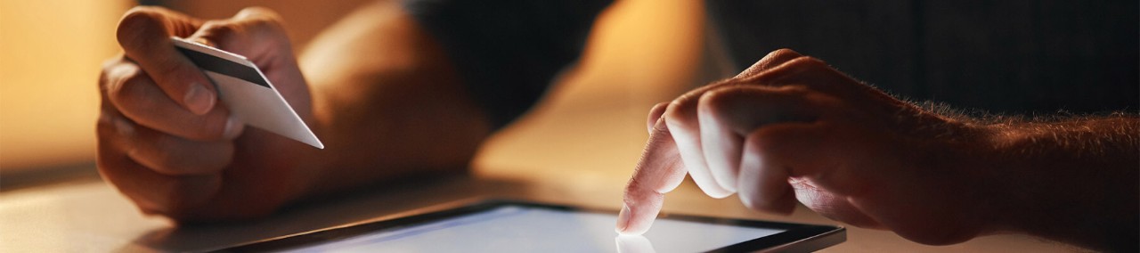 Customer purchasing products online using a tablet computer