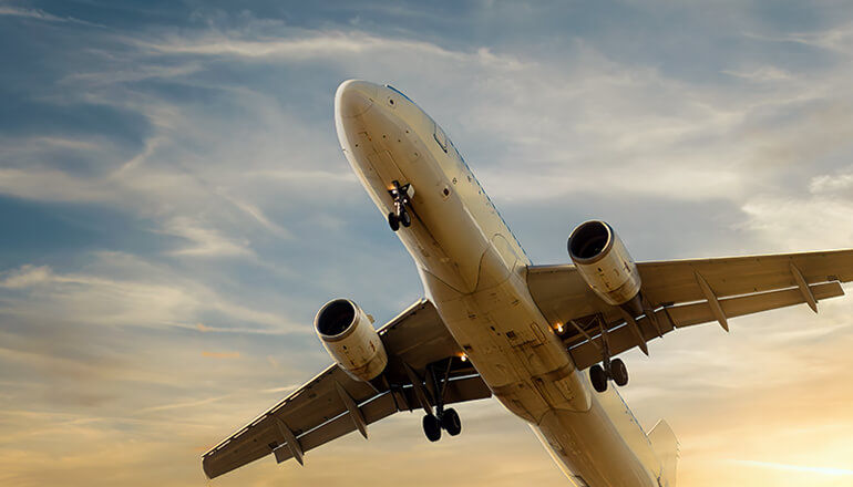 Airplane taking off from Minneapolis-Saint Paul International Airport