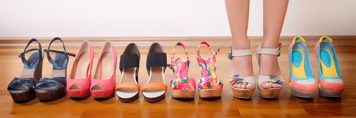 Long line of different types of shoes