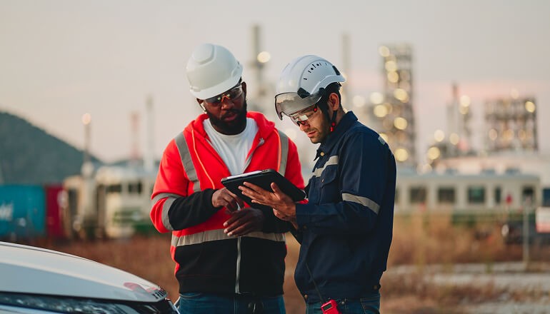 People on a tablet working