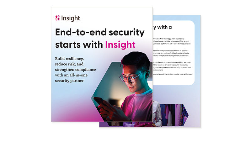 End-to-end security starts with Insight Cover of asset available to access by filling out the form on page.