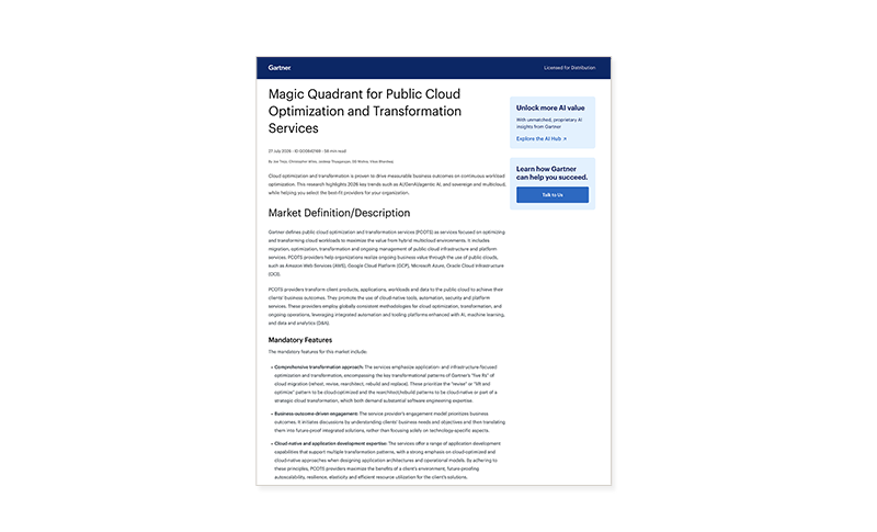 Gartner Magic Quadrant report cover