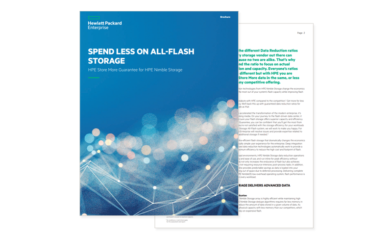 cover of HPE Spend Less on All-Flash Storage report available to download by registering today.