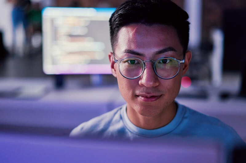 Developer working on computer