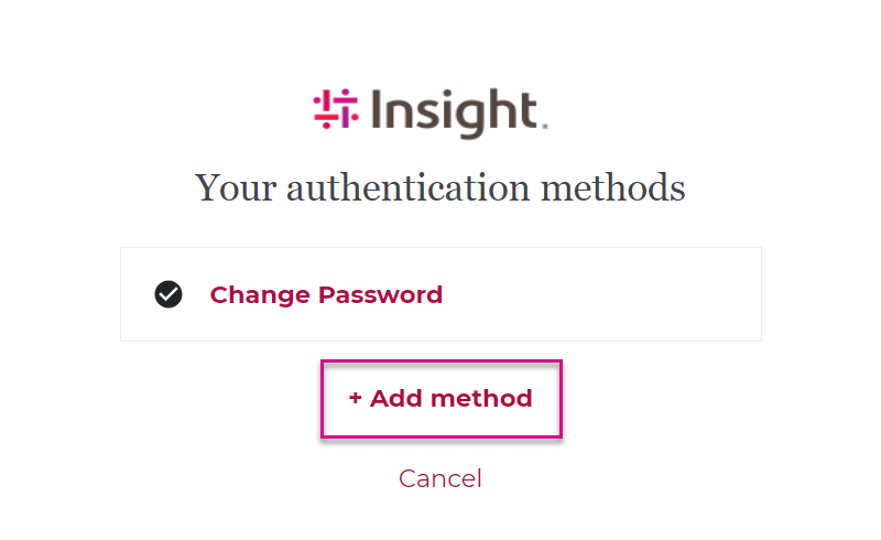 Add Method highlighted on Insight.com Device Management screen
