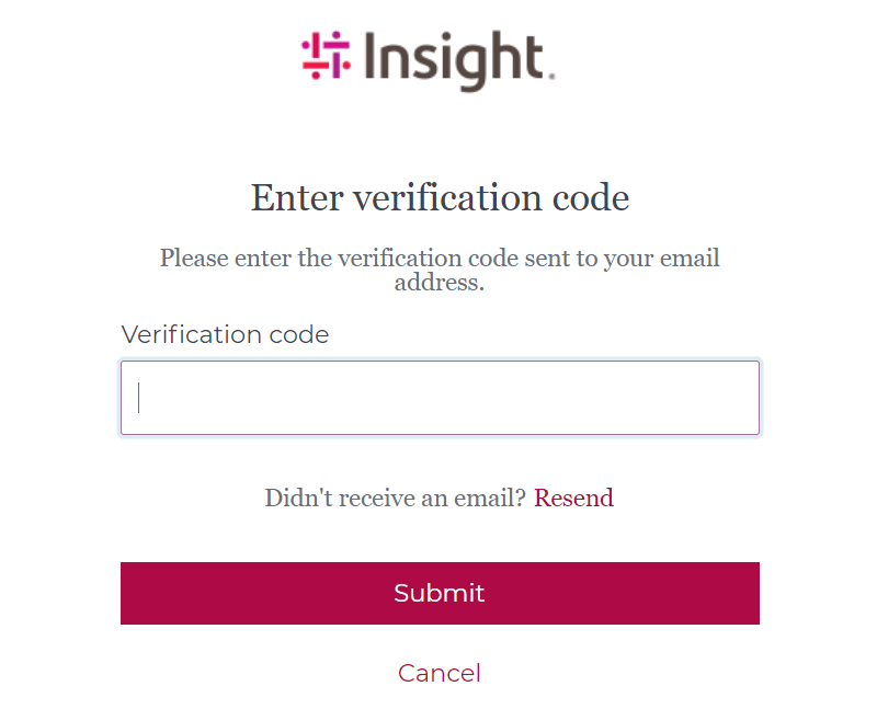 Authentication verification displayed at Insight.com login