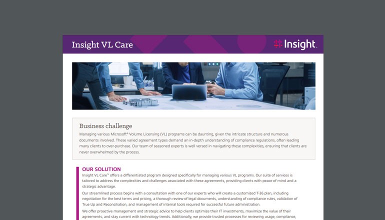 Insight VL Care: Microsoft Volume Licensing Thumbnail of asset available to download below