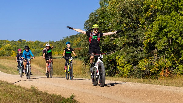 Blackbaud team on bicycles