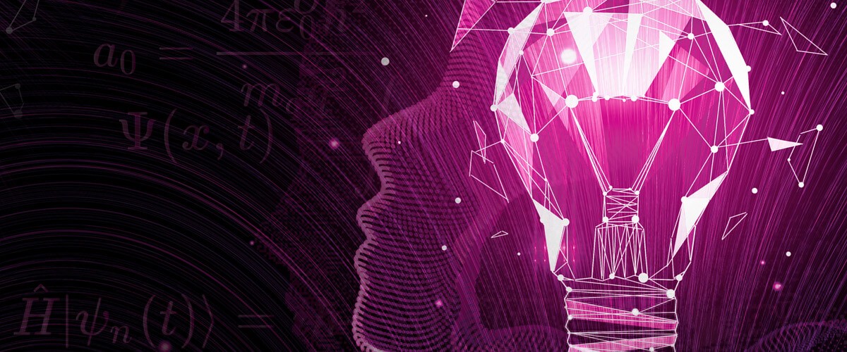 Illustrated rendering of creative thinker. Innovation program