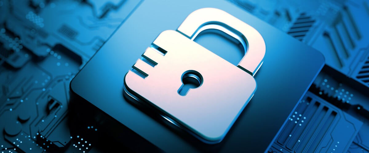 In today’s hybrid-work environment, endpoints are more targeted than ever. IT must adapt to a disrupted workforce. Security lock on computer motherboard. HP Security