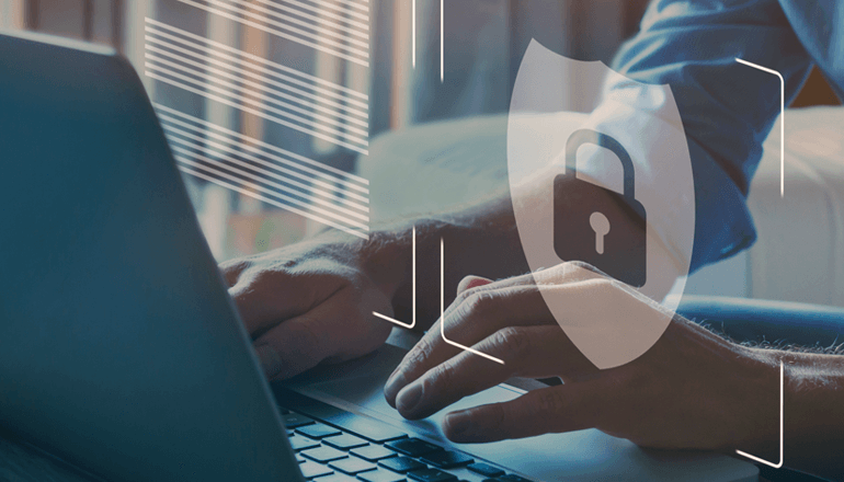 User typing on keyboard