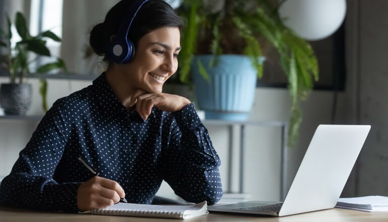 Woman on webinar. Security, Ransomware, VMWare security, ransomware protection 