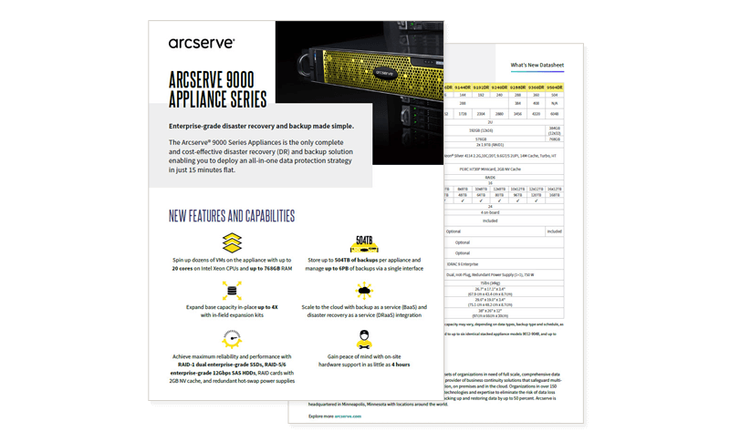 Arcserve UDP 9000 Appliance Series datasheet cover