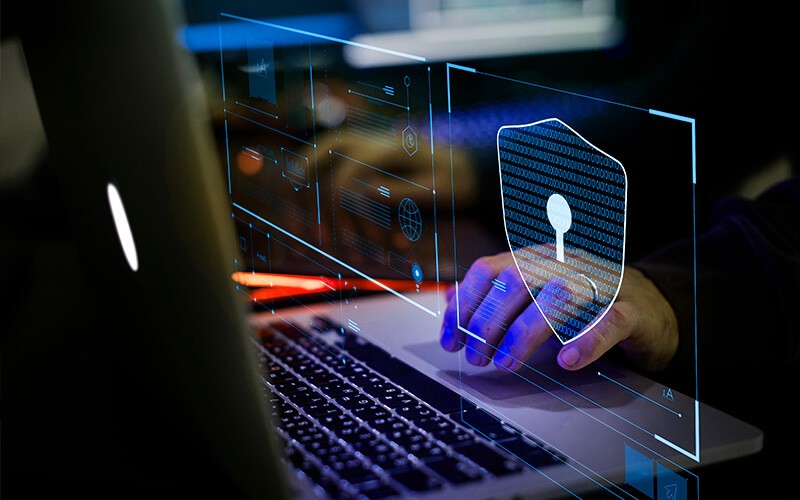 Professional working on laptop