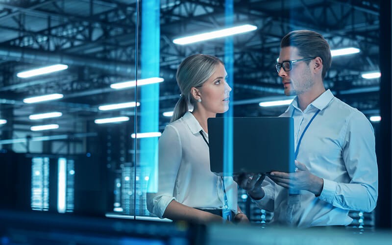 Two colleagues talking to each other