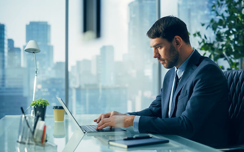 Man working on laptop
