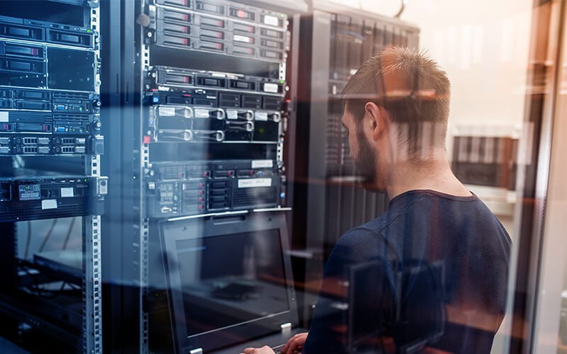 Man inside the data center