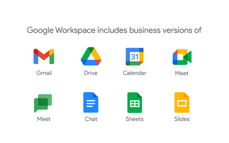 Accomplish more. Google app logos