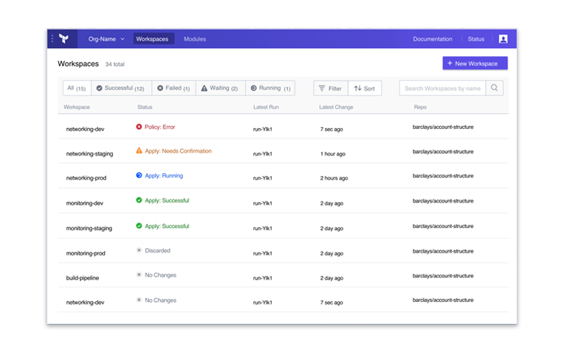 Hashicorp terraform Interface