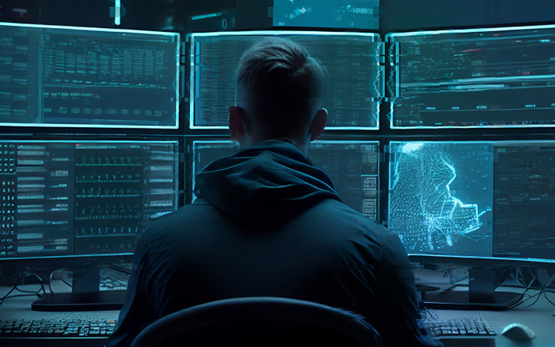 Person coding using multiple monitors