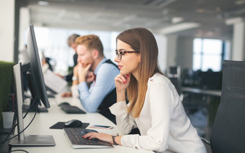 Woman using technology device