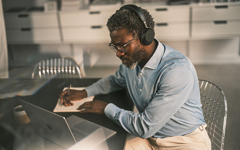Man using a Jabra headset
