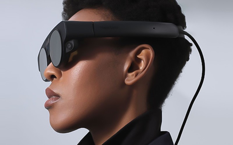 Woman using a Magic Leap 2 