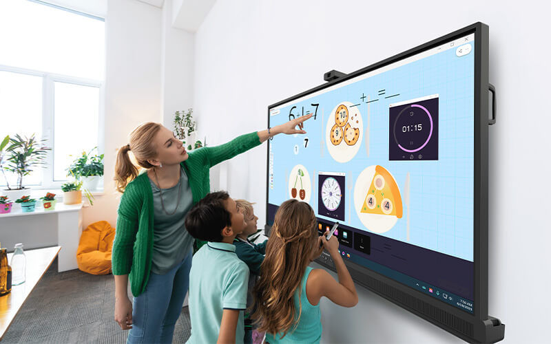 Teacher using the ActivPanel 10 Premium