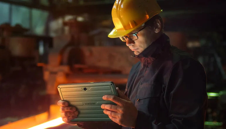 Employee using tablet