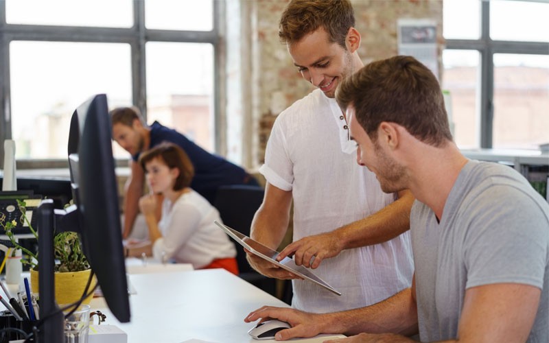 Two businessmen talking