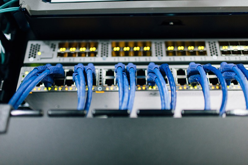 Blue wires plugged into system 