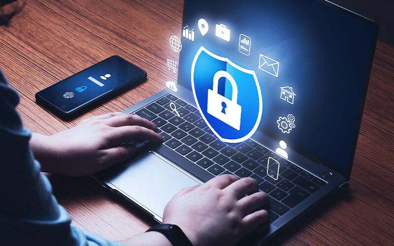 Person using a laptop at work