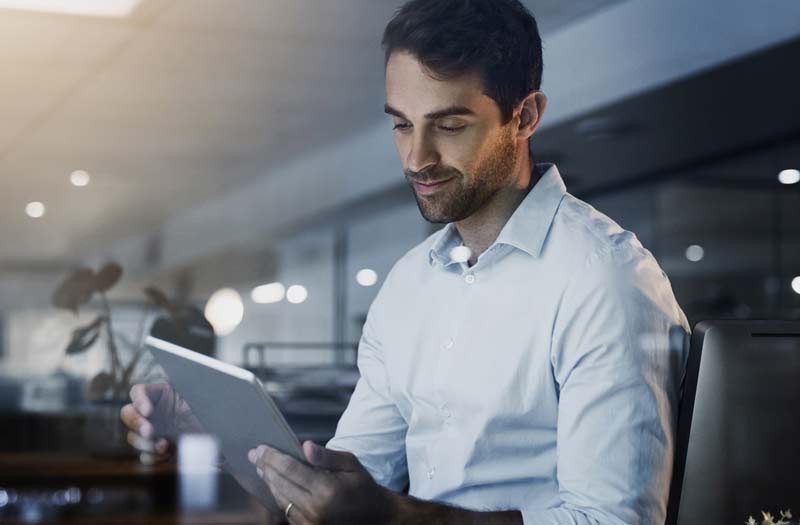 Business professional reviewing teams software renewal and warranties