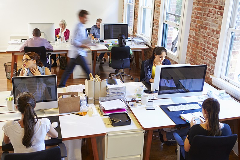 View of business professionals working in office environment